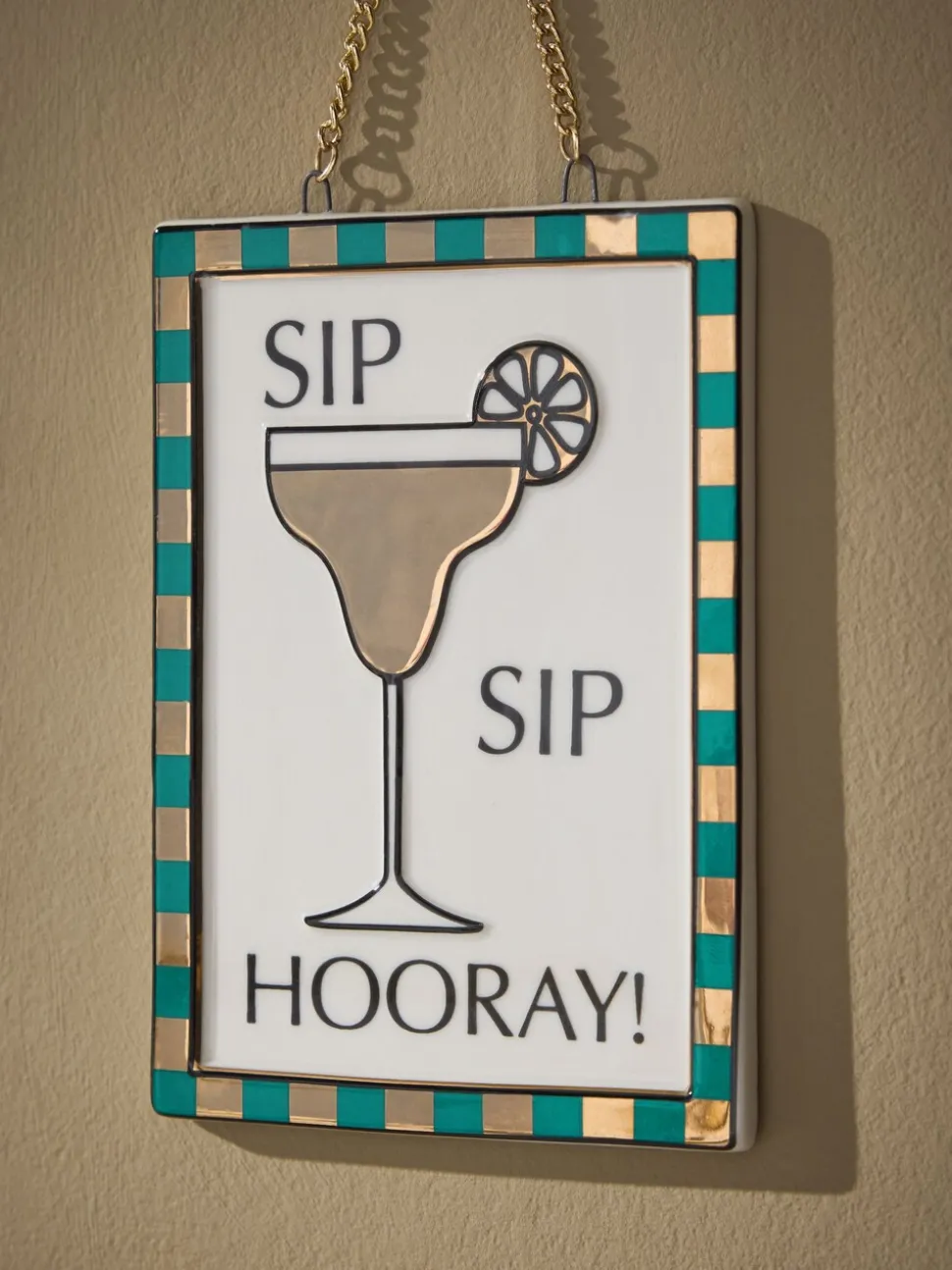 Ceramic Sip Sip Hooray Hanging Decoration