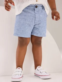Chambray blauw - Chinoshort (3 mnd-7 jr)
