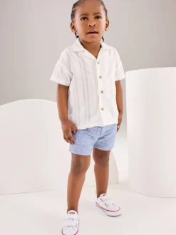 Chambray blauw - Chinoshort (3 mnd-7 jr)