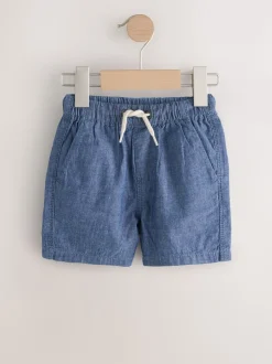 Chambray blauw - Shorts met trekkoord (3mnd-7jr)