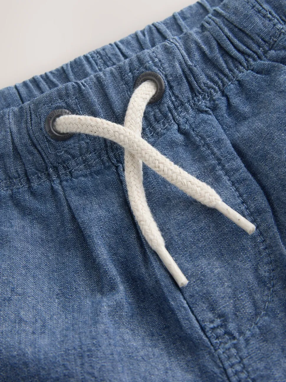 Chambray blauw - Shorts met trekkoord (3mnd-7jr)