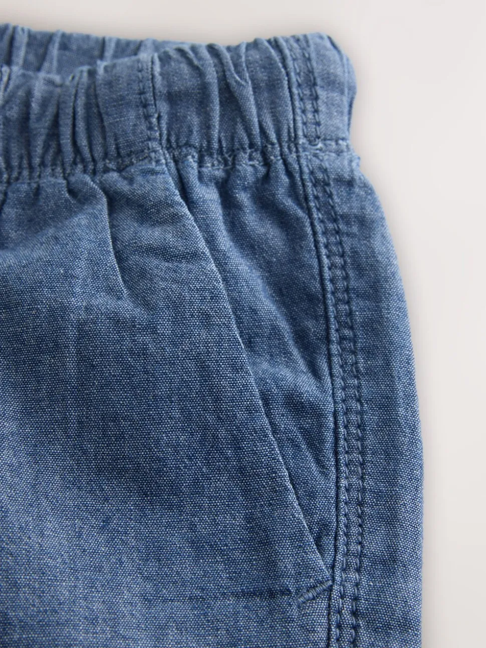 Chambray blauw - Shorts met trekkoord (3mnd-7jr)