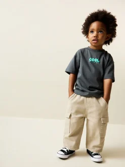 Charcoal Grey Cool Slogan - Short Sleeve Small Graphic T-Shirt (3mths-7yrs)