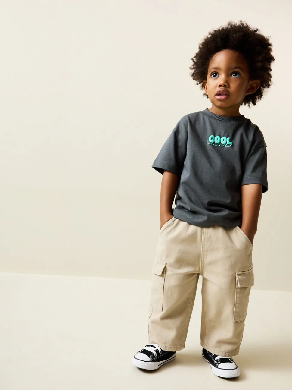 Charcoal Grey Cool Slogan - Short Sleeve Small Graphic T-Shirt (3mths-7yrs)