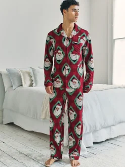 Chelsea Peers Christmas Jolly Santa Print Long Pyjamas Set