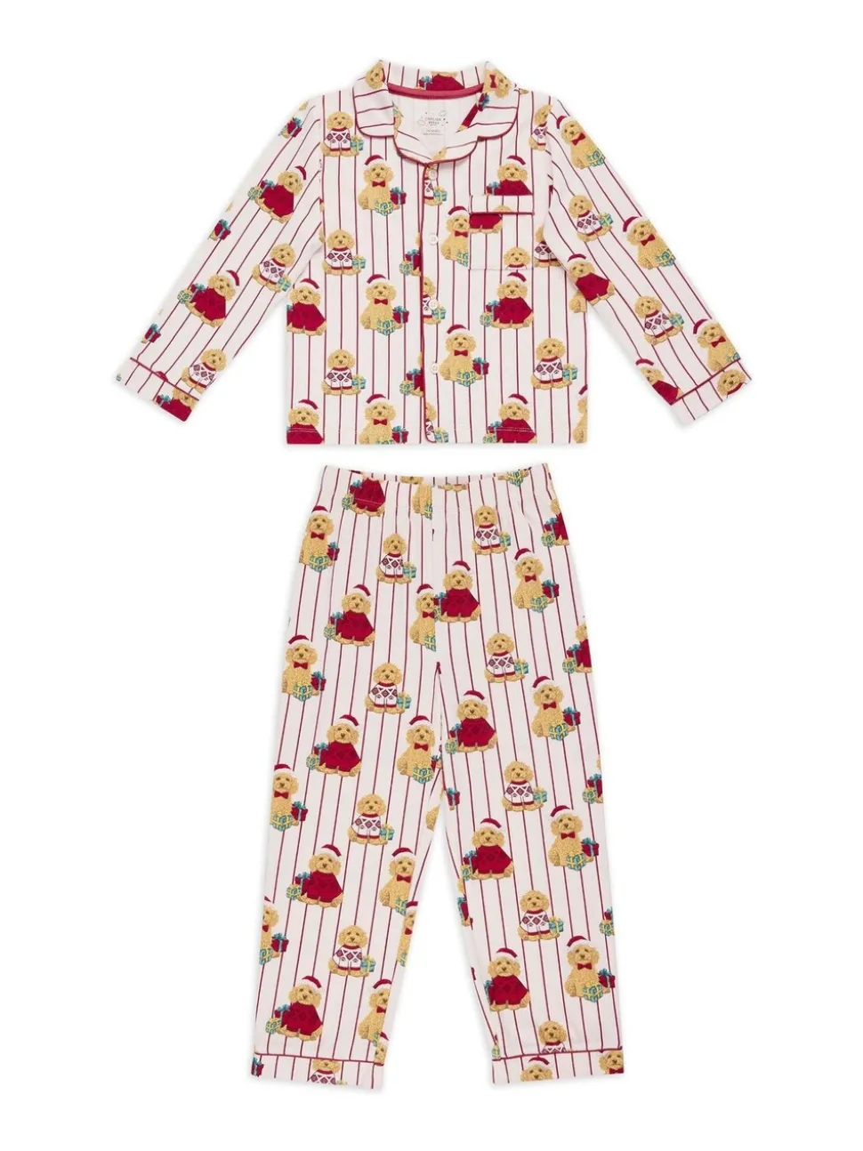 Chelsea Peers Cotton Chip the Christmas Cockapoo Dog Print Long Pyjamas Set