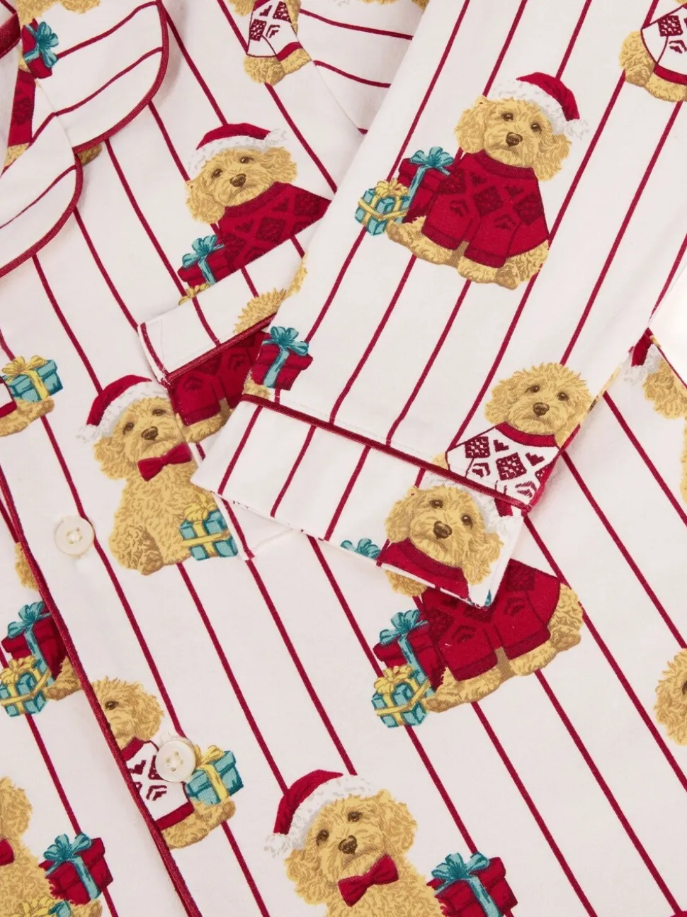 Chelsea Peers Cotton Chip the Christmas Cockapoo Dog Print Long Pyjamas Set
