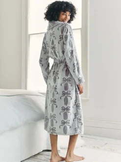 Chelsea Peers Fleece Burnout Ribbon Bow Long Dressing Gown
