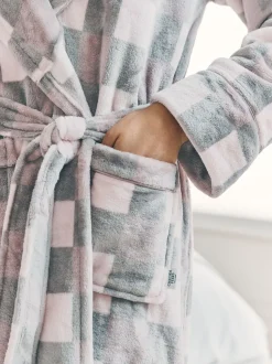 Chelsea Peers Fleece Check Hooded Dressing Gown