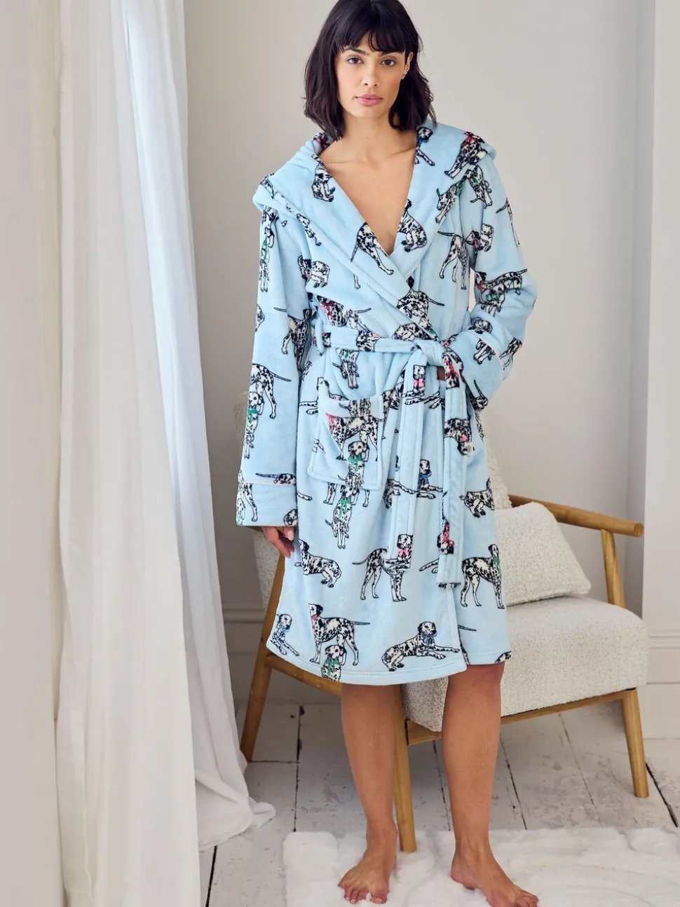 Chelsea Peers Fleece Dalmatian Dogs Print Dressing Gown