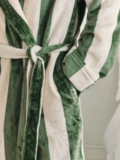 Chelsea Peers Fleece Stripe Hooded Dressing Gown