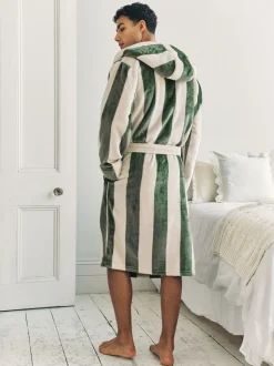 Chelsea Peers Fleece Stripe Hooded Dressing Gown