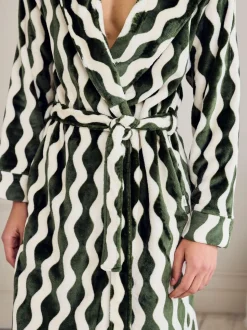 Chelsea Peers Fleece Wavy Stripe Hooded Dressing Gown