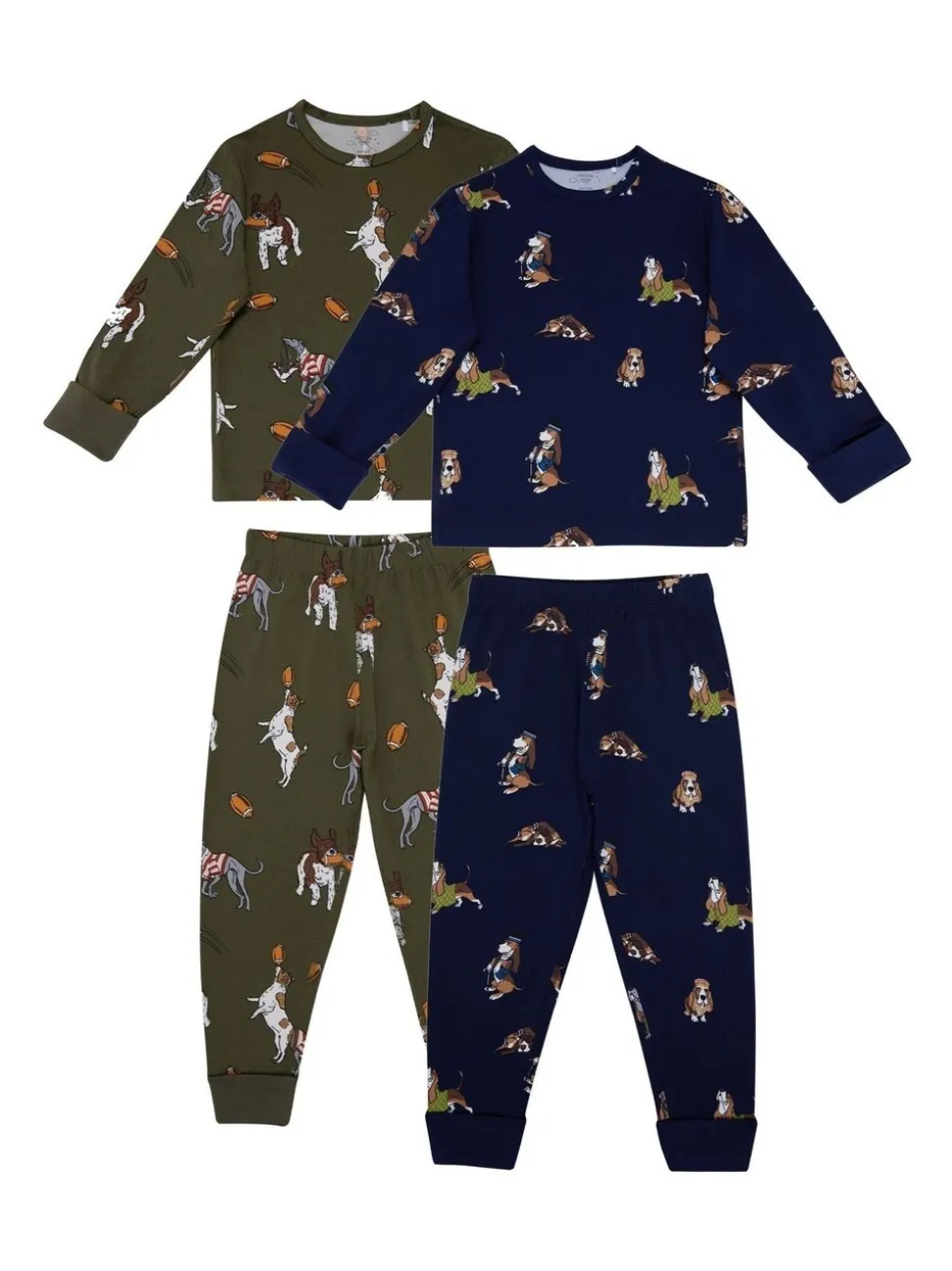 Chelsea Peers Kids Two Pack Country Hound Rugby Dogs Print Long Pyjamas Set