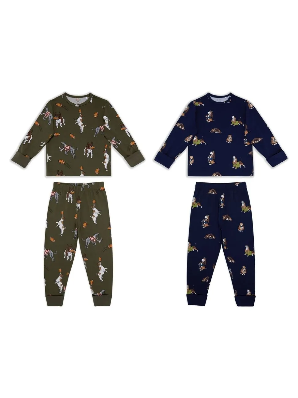 Chelsea Peers Kids Two Pack Country Hound Rugby Dogs Print Long Pyjamas Set