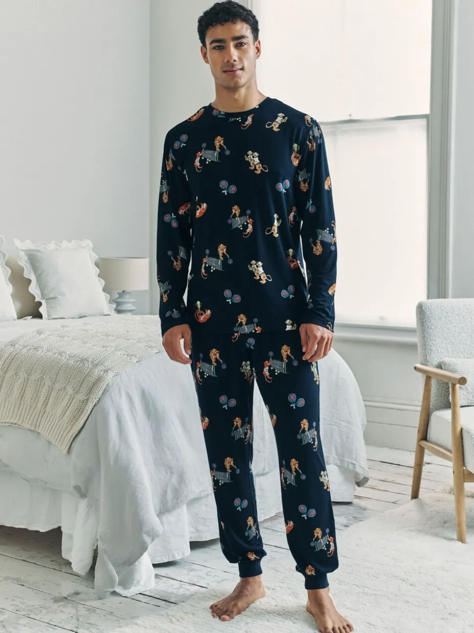 Chelsea Peers Padel Tennis Tiger Print Long Pyjamas Set