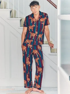 Chelsea Peers Tiger Stripe Print Long Pyjamas Set