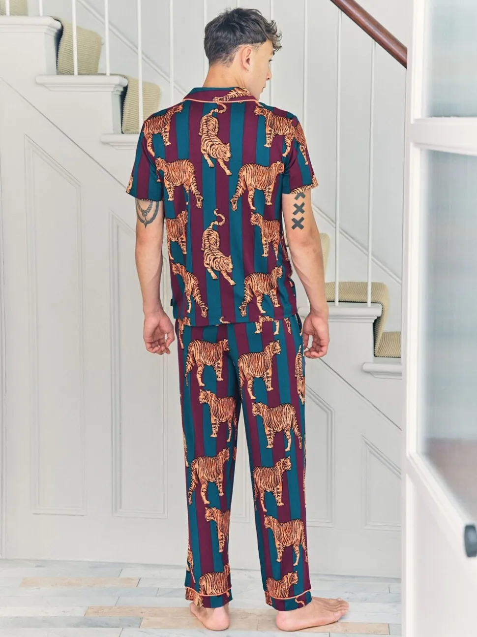 Chelsea Peers Tiger Stripe Print Long Pyjamas Set