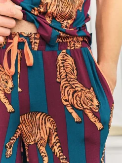 Chelsea Peers Tiger Stripe Print Long Pyjamas Set