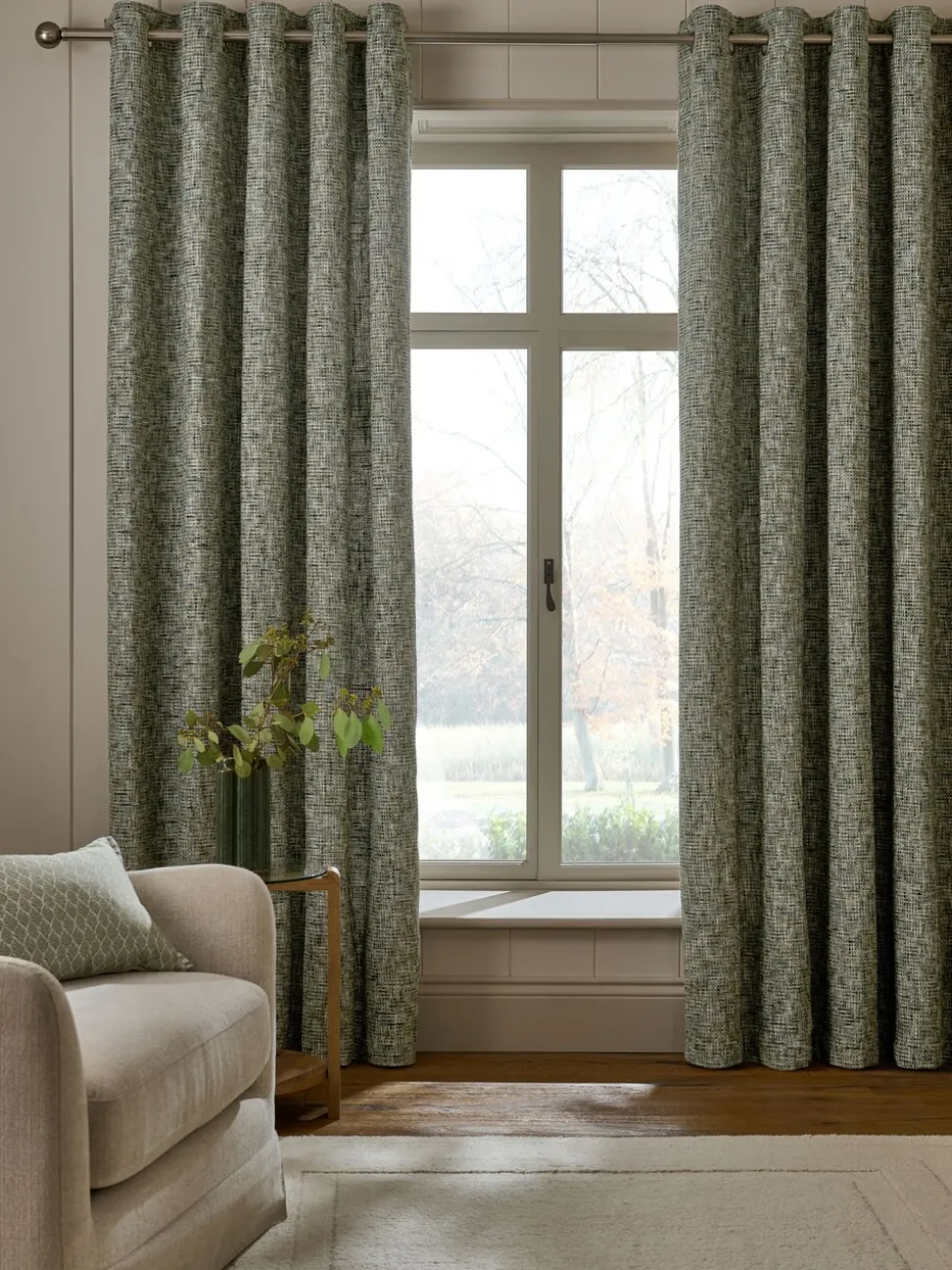 Chenille ringgordijnen met structuur