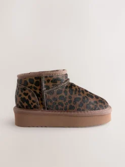Chocolade Bruin luipaard Print - Lage schoenen mini warmgevoerde waterafstotende suède Boots