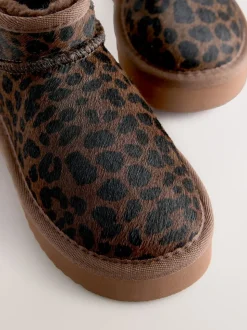 Chocolade Bruin luipaard Print - Lage schoenen mini warmgevoerde waterafstotende suède Boots