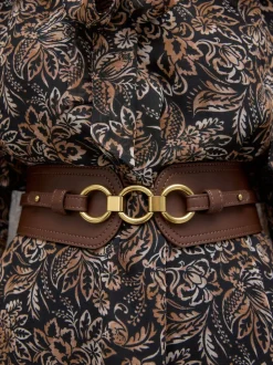 Chocoladebruin - Brede riem in korsetstijl
