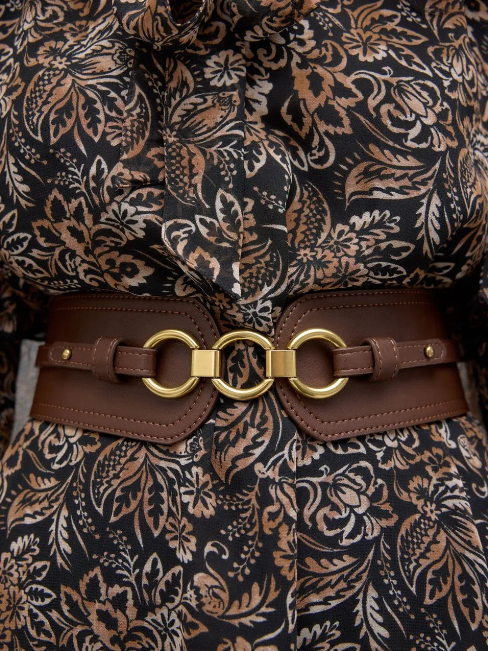 Chocoladebruin - Brede riem in korsetstijl