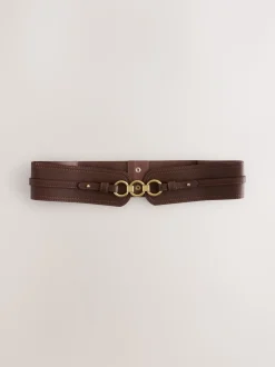 Chocoladebruin - Brede riem in korsetstijl