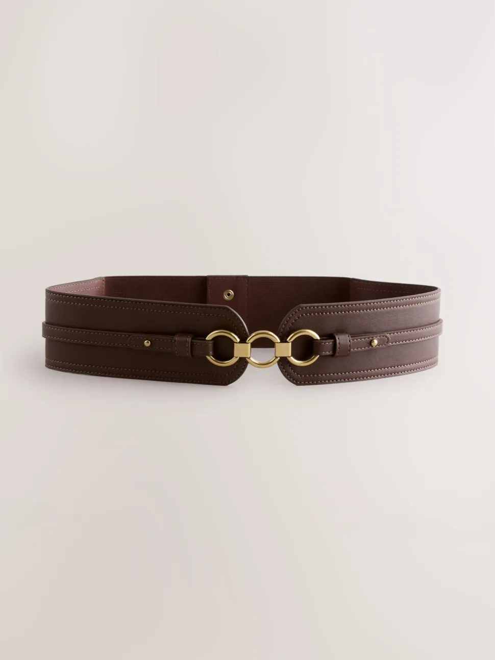 Chocoladebruin - Brede riem in korsetstijl