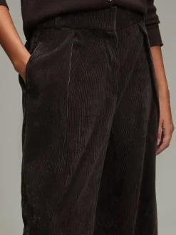 Chocoladebruin - Corduroy broek met wijde pijpen