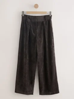 Chocoladebruin - Corduroy broek met wijde pijpen