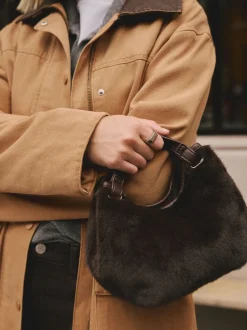 Chocoladebruin - Crossbodytas van imitatiebont