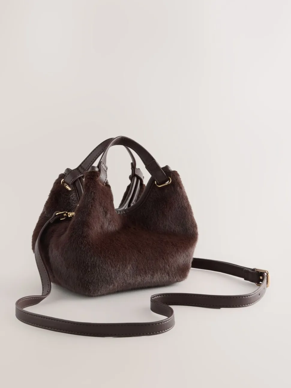 Chocoladebruin - Crossbodytas van imitatiebont