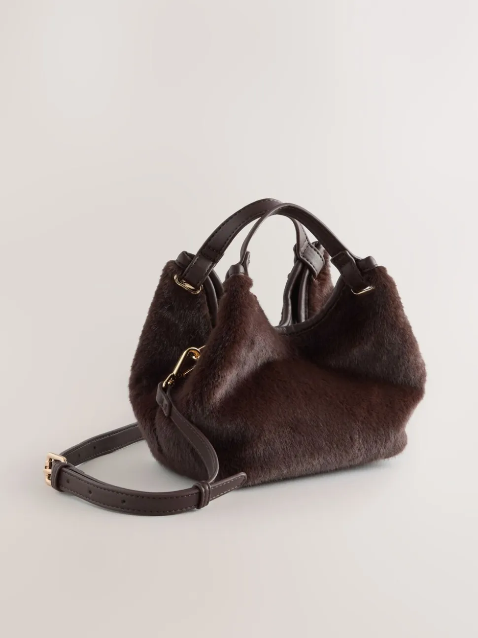 Chocoladebruin - Crossbodytas van imitatiebont