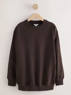 Chocoladebruin - Essentials sweatshirt met relaxte pasvorm, lange snit en zakken