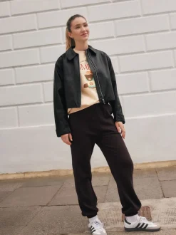 Chocoladebruin - Essentiële jersey joggingbroek met manchetten