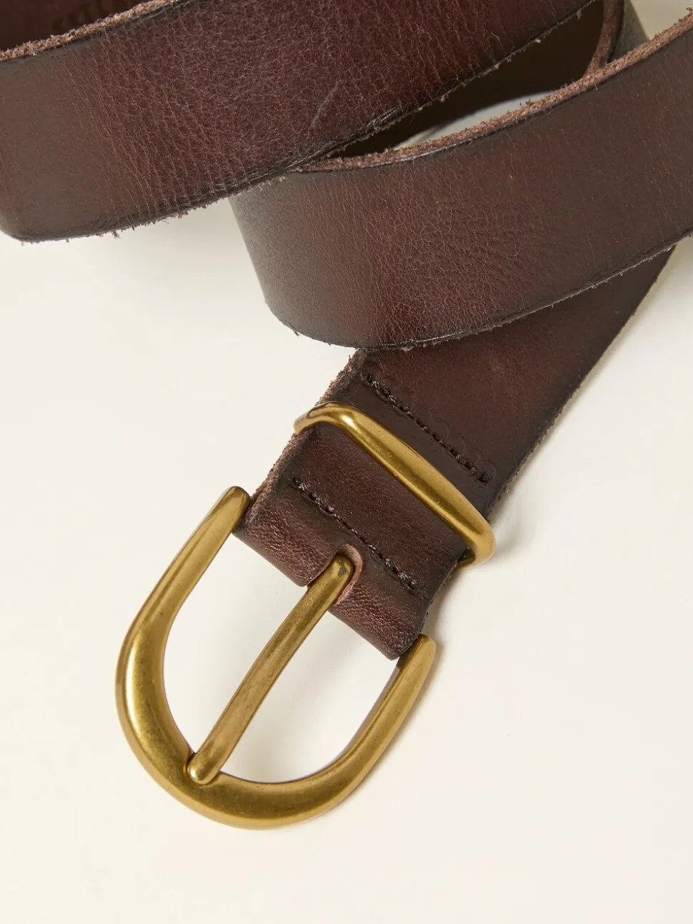 Chocoladebruin - FatFace effen leren riem