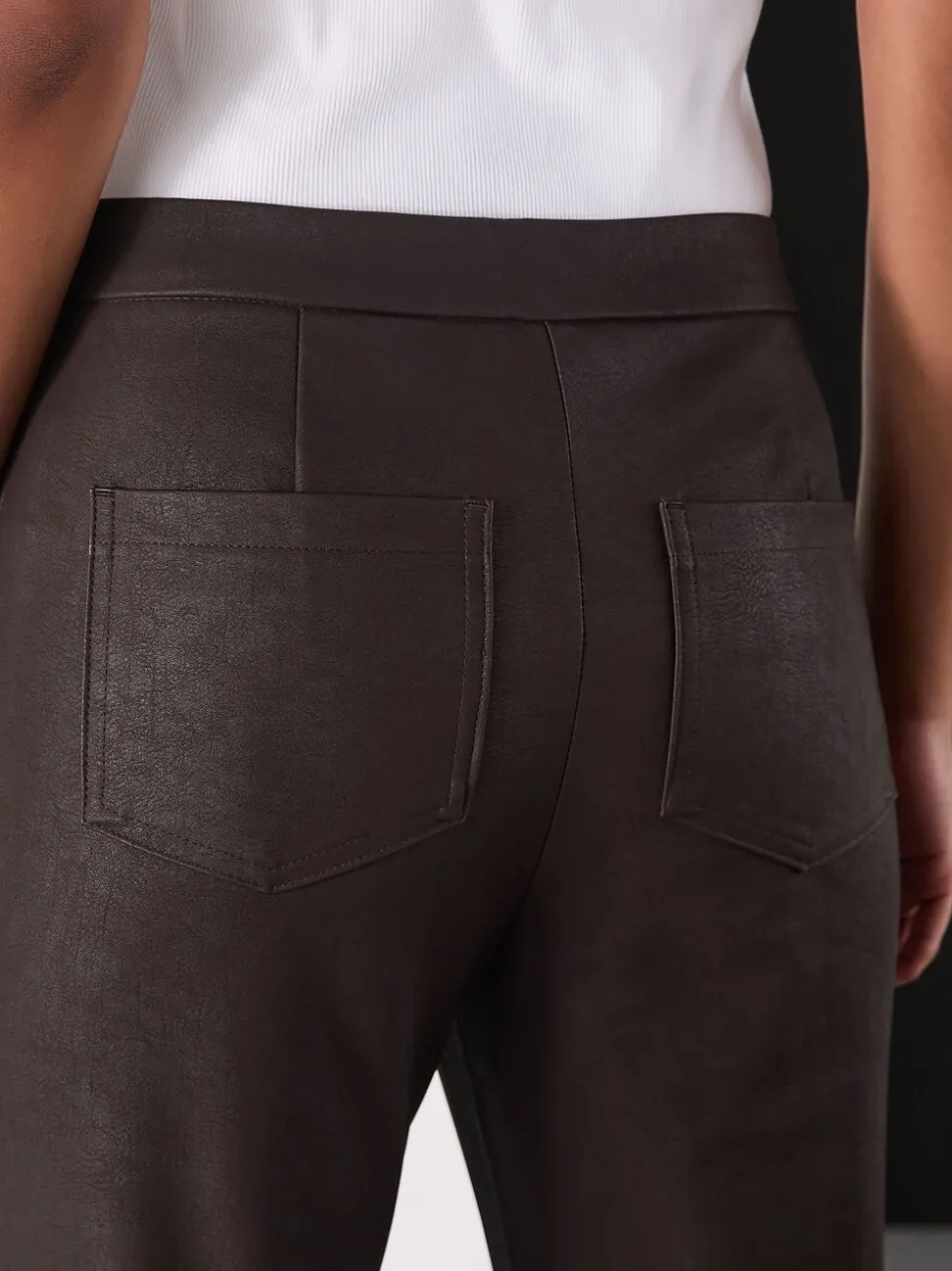 Chocoladebruin - Faux Leather Flared Trousers
