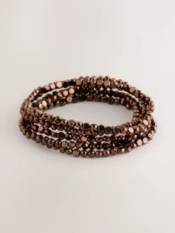 Chocoladebruin - Flat Facetted Bead Stretch Bracelet Pack
