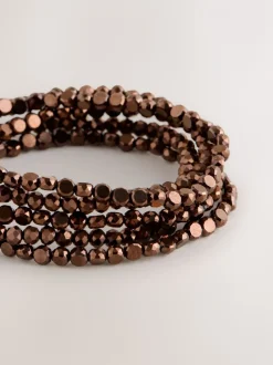 Chocoladebruin - Flat Facetted Bead Stretch Bracelet Pack