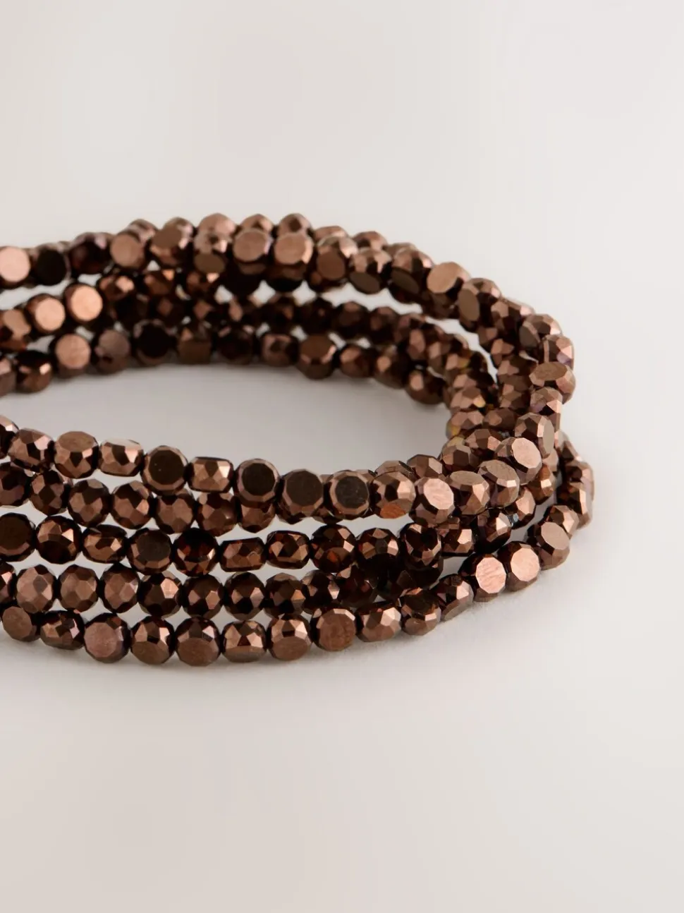 Chocoladebruin - Flat Facetted Bead Stretch Bracelet Pack