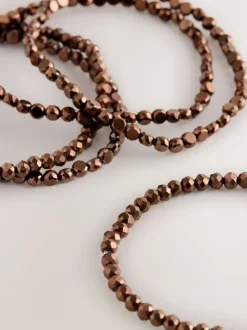Chocoladebruin - Flat Facetted Bead Stretch Bracelet Pack