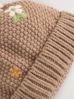 Chocoladebruin - Geborduurde beanie-muts (1-13jr)