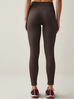 Chocoladebruin - Geribbelde naadloze legging met hoge taille