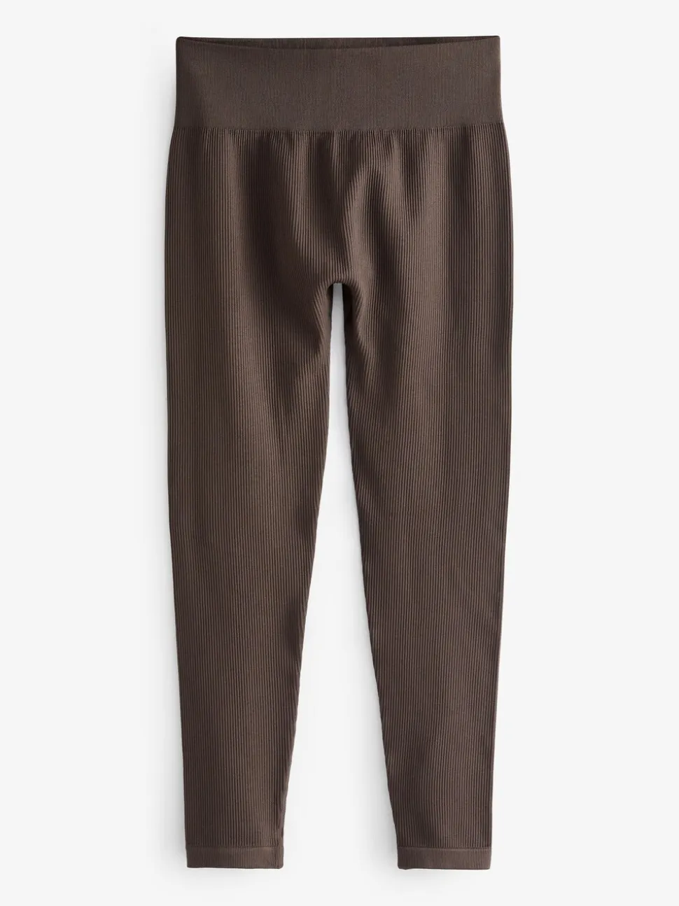 Chocoladebruin - Geribbelde naadloze legging met hoge taille