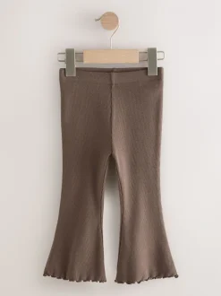 Chocoladebruin - Geribbelde flare legging (3 mnd-7 jr)