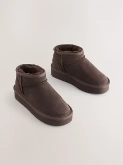 Chocoladebruin - Lage schoenen mini warmgevoerde waterafstotende suède Boots