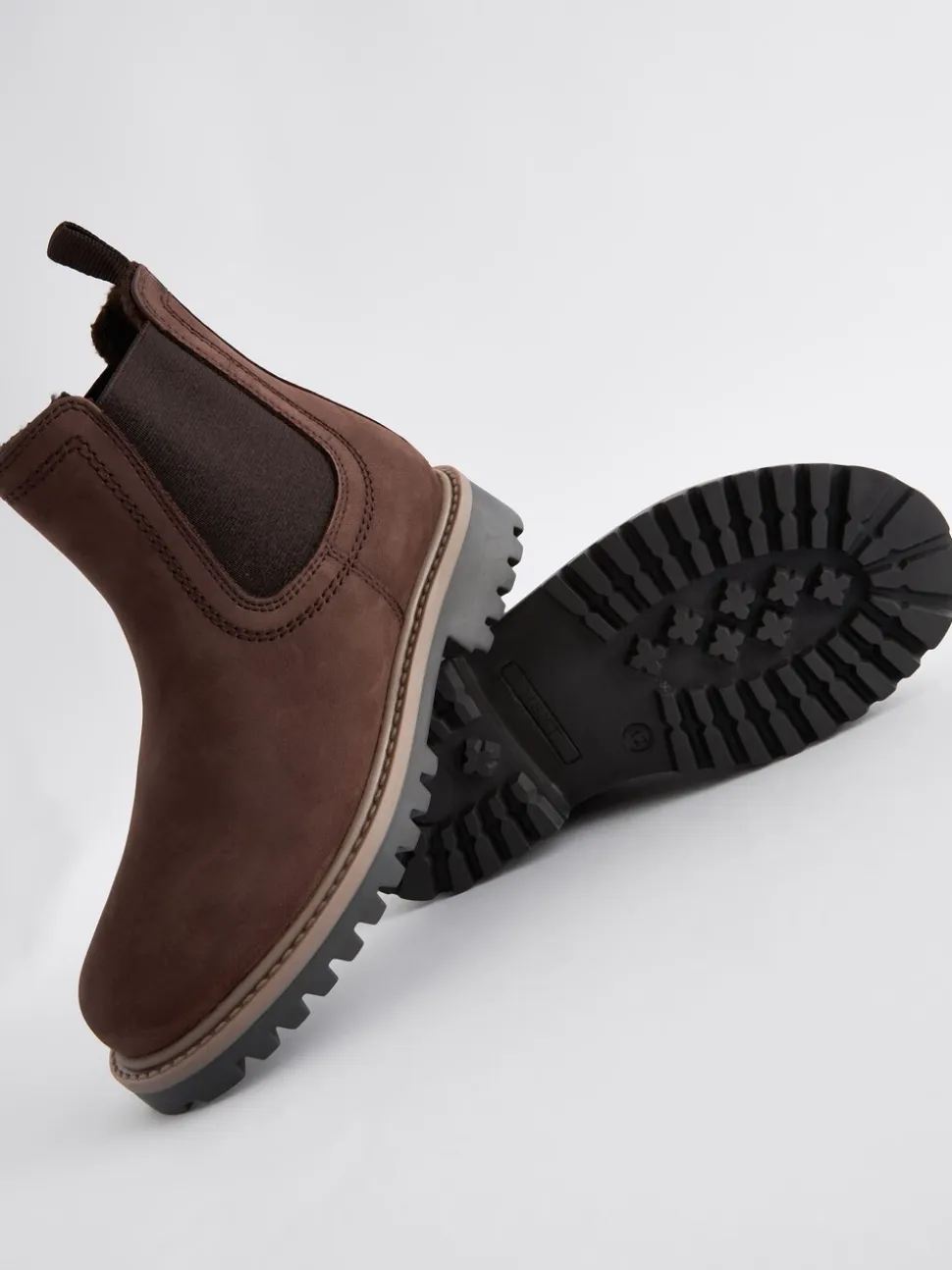 Chocoladebruin - Leren warmgevoerde Chelsea-laarzen