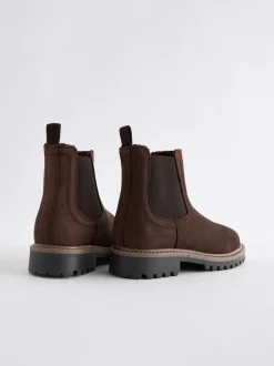 Chocoladebruin - Leren warmgevoerde Chelsea-laarzen